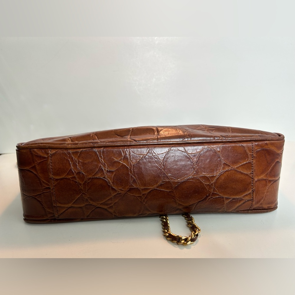 Vintage Genuine Leather by Reem Brown Croc Embossed Leather Tote Bag - Picture 11 of 16